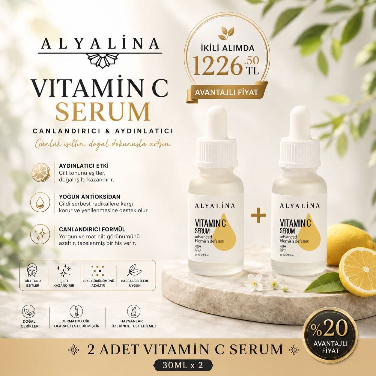 2-15 Haziran Saat 18:00’e Kadar Geçerli İkili Vitamin C Serum