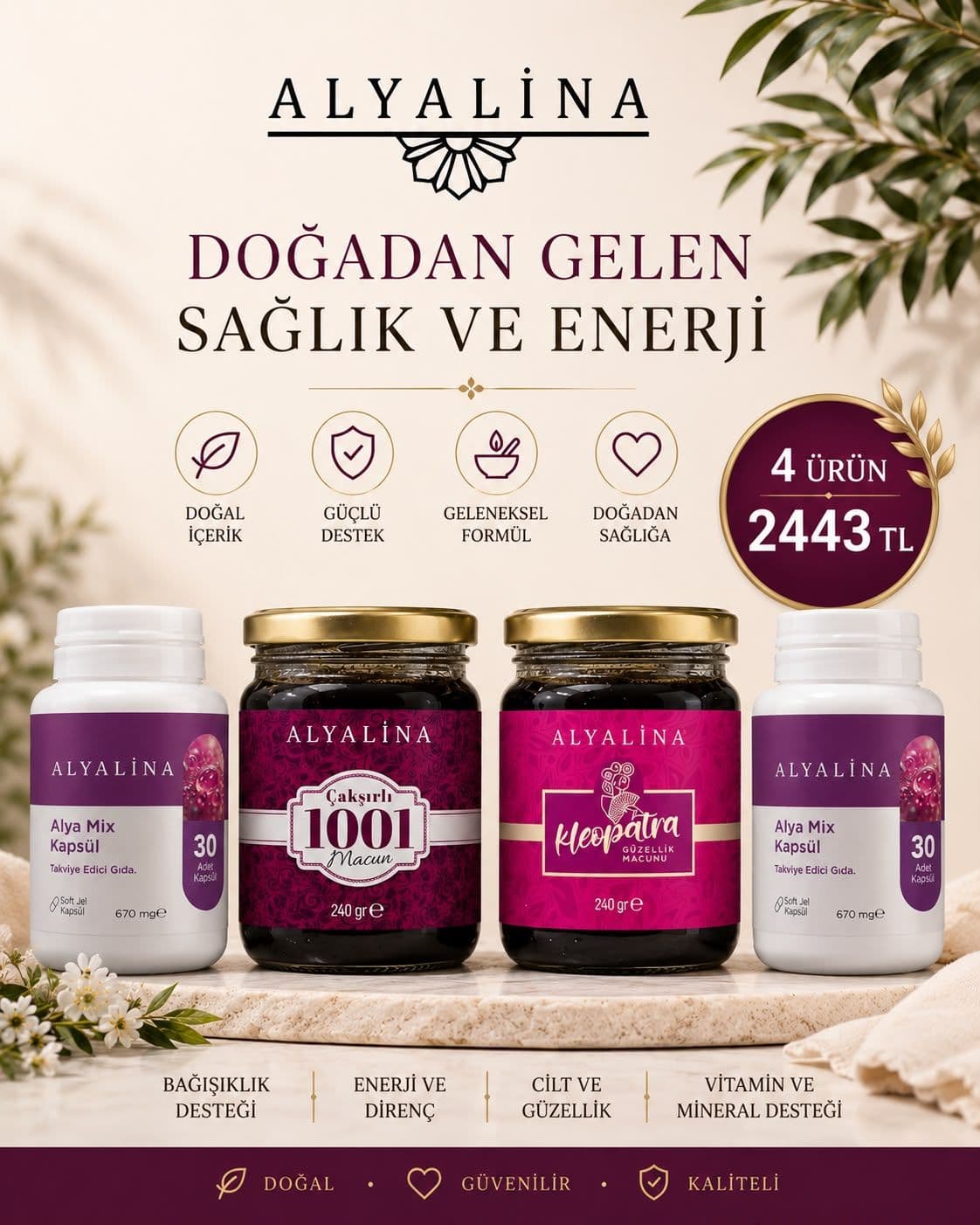 4-15 Haziran Saat 18:00’e Kadar Geçerli 2 Adet Alya Mix Kapsül Kleopatra Macun Çakşırlı 1001 Macun