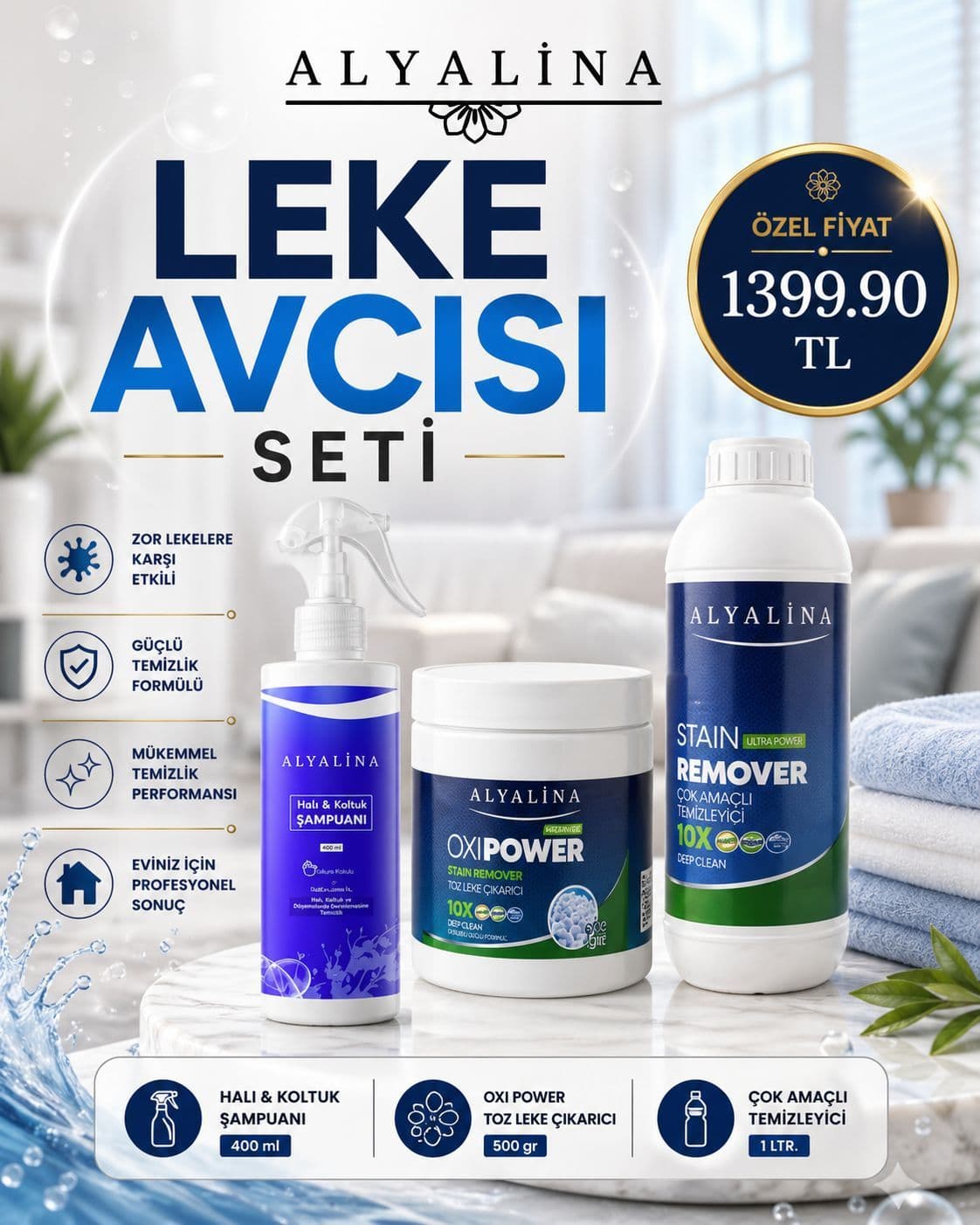Haziran Kampanyası Çok Amaçlı Temizleyici Halı Koltuk Şampuanı OXI Power Leke Çıkartıcı