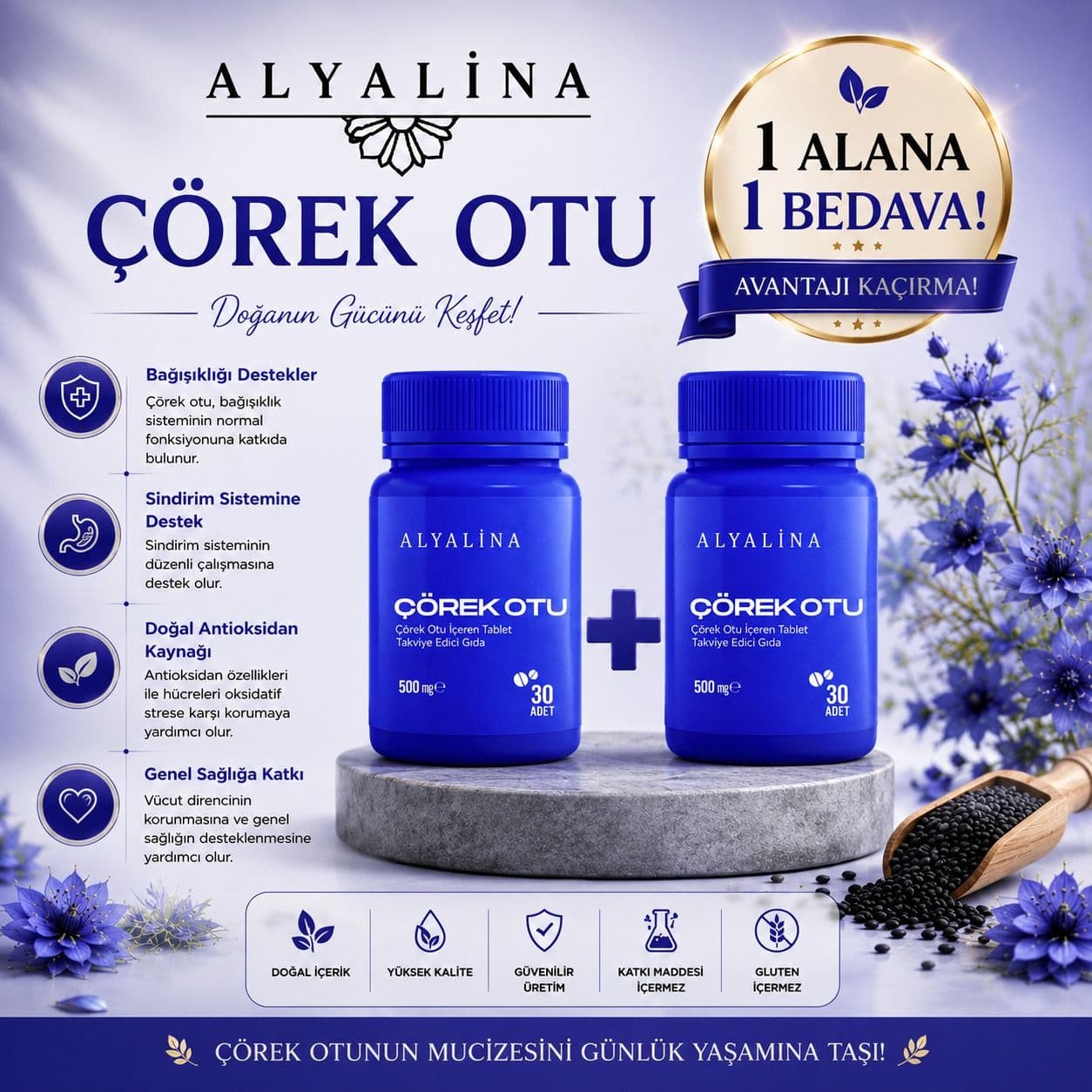 2-15 Haziran Saat 18:00’e Kadar Geçerli Çörek Otu Tablet 1 Alana 1 Hediye