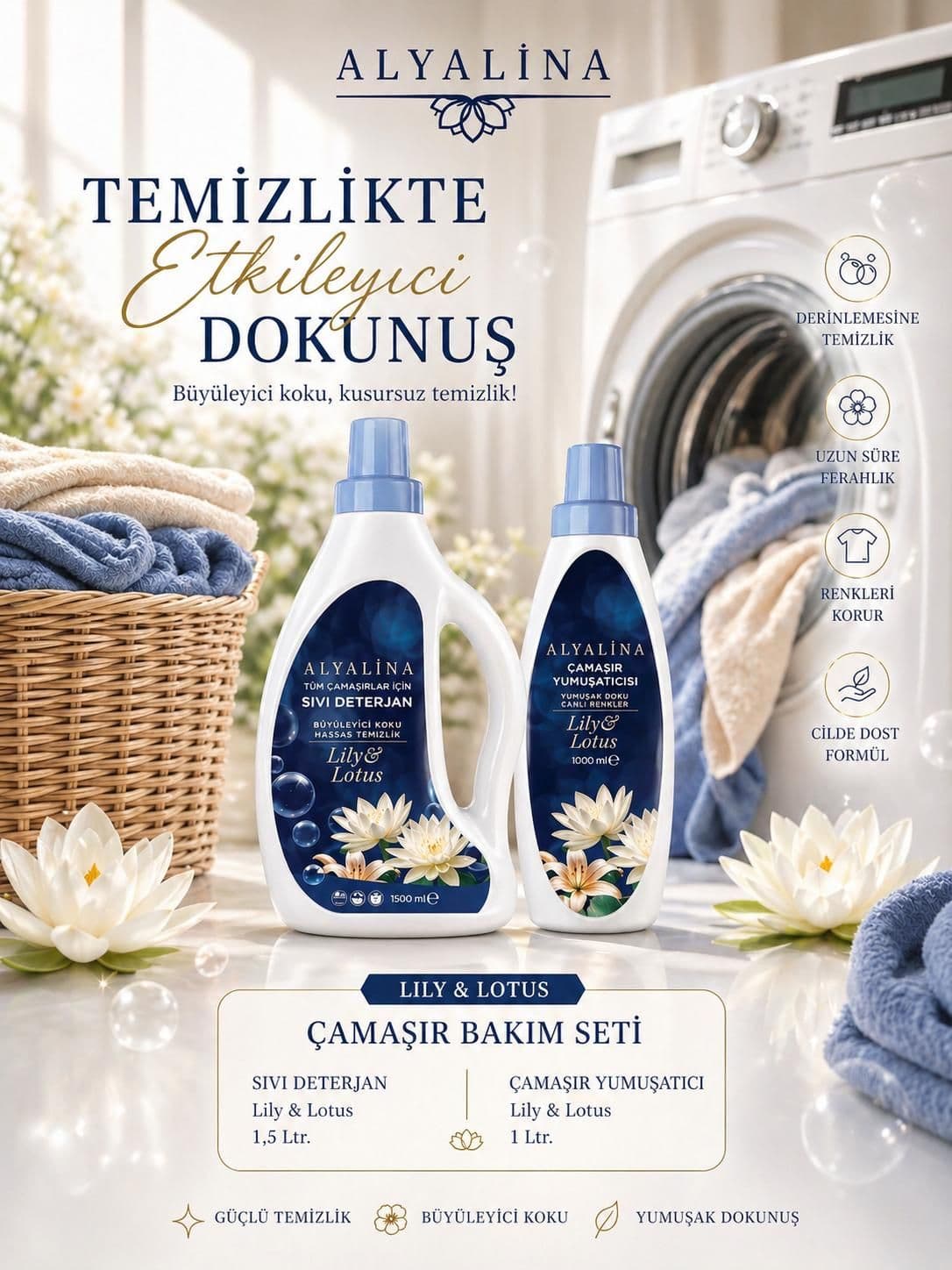 Haziran Kamapanyası Çamaşır Deterjanı Lily&Lotus Çamaşır Yumuşatıcı Lily&Lotus