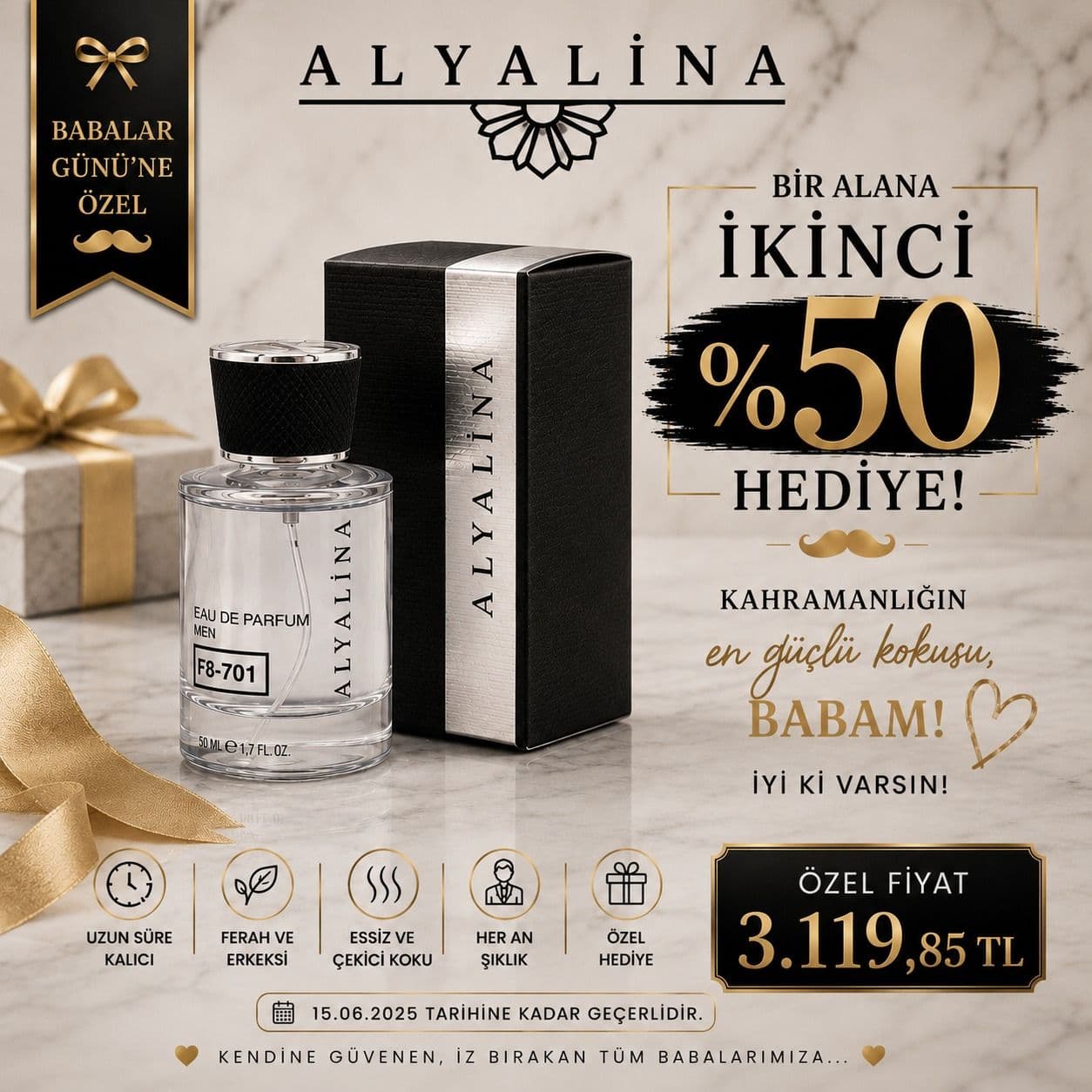 Babalar Gününe Özel 15 Hazirana Kadar F8 -701 Parfüm Alana 2.%50 İndirimli