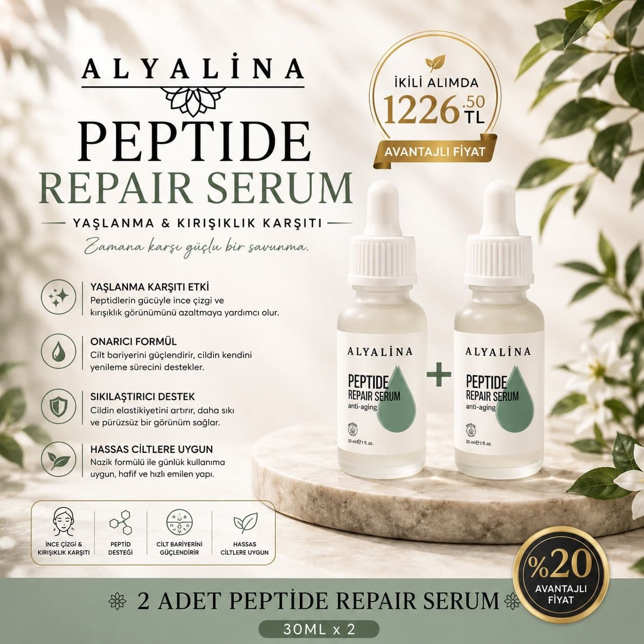 2-15 Haziran Saat 18:00’e Kadar Geçerli İkili Peptide Serum