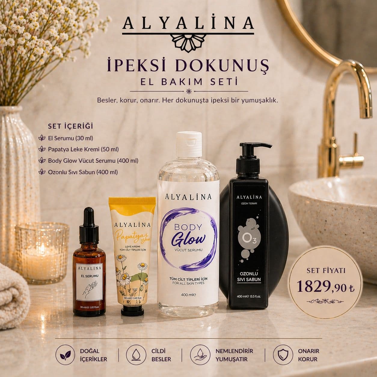 Haziran Kampanyası Ozonlu Sıvı Sabun Body Glow El Serumu Papatya Leke Kremi 30ml