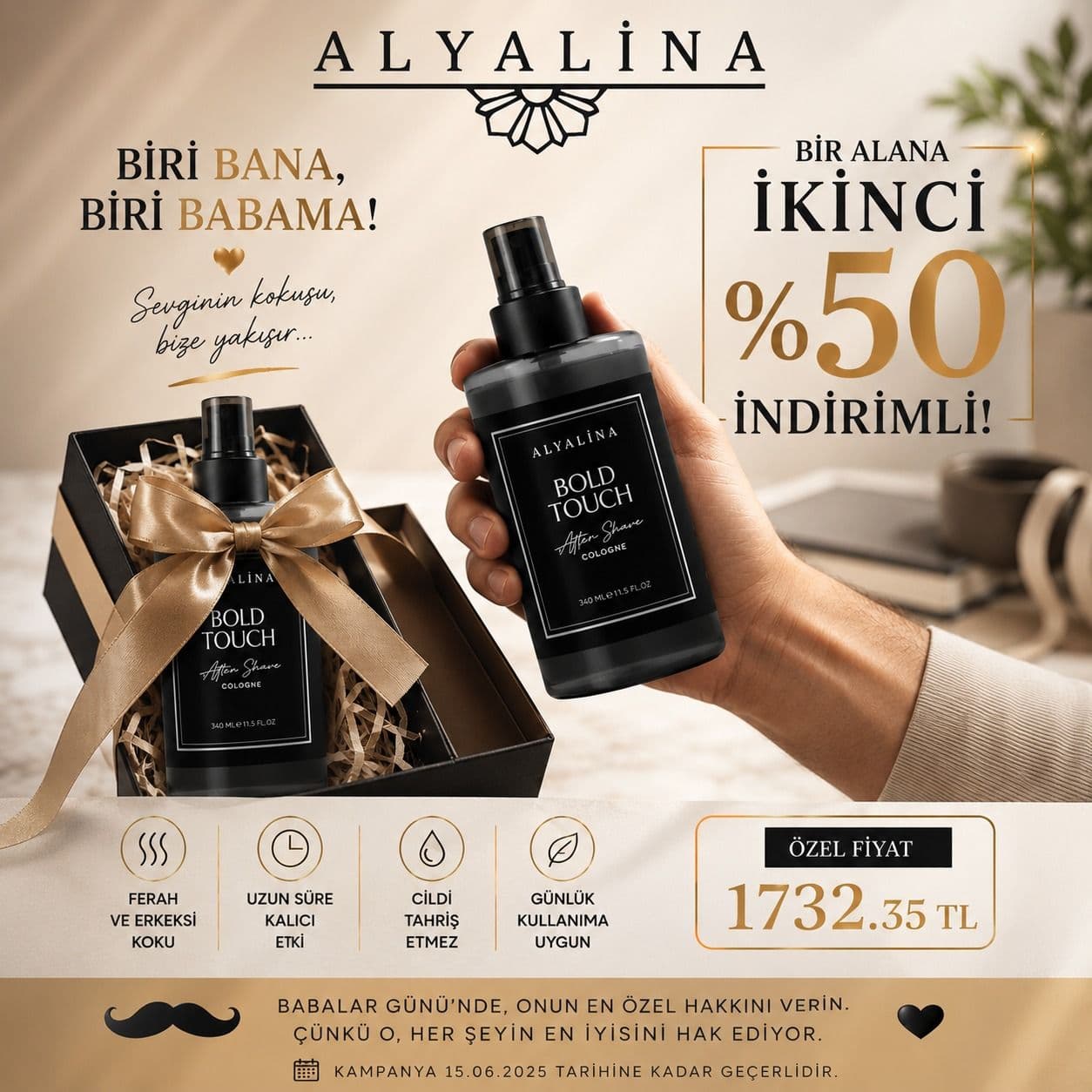 Babalar Gününe Özel 15 Hazirana Kadar Bold Touch After Shave Alana 2.%50 İndirimli